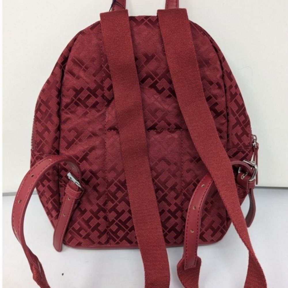 New with Tags! Vintage Red Tommy Hilfiger Monogram Signature Logo Mini Backpack - Picture 3 of 8